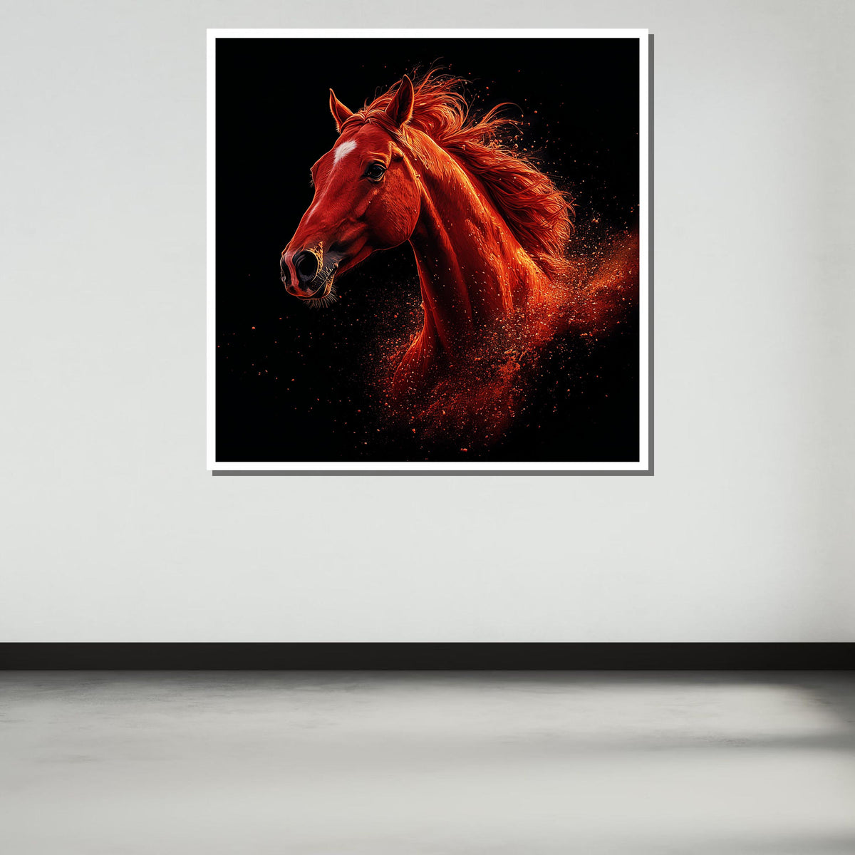 Fiery Red Horse Canvas, Bold Horse Wall Art, Dynamic Animal Decor, Powerful Stallion Print,Large Wall Art Living Room Art,Framed Ready Hang