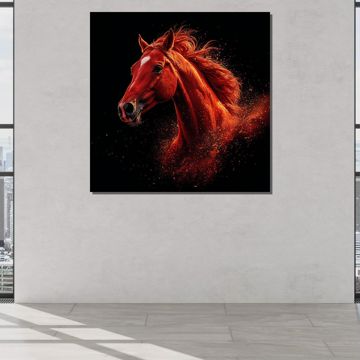 Fiery Red Horse Canvas, Bold Horse Wall Art, Dynamic Animal Decor, Powerful Stallion Print,Large Wall Art Living Room Art,Framed Ready Hang