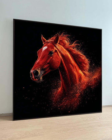 Fiery Red Horse Canvas, Bold Horse Wall Art, Dynamic Animal Decor, Powerful Stallion Print,Large Wall Art Living Room Art,Framed Ready Hang