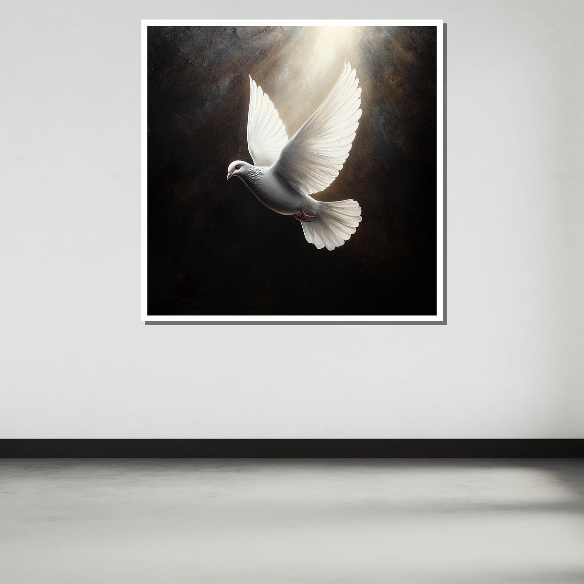 Peaceful White Dove Canvas, Symbol of Peace Art Print, Spiritual Wall Decor, Dove Wall Art for Home,Spiritual Wall Decor,Divine Light Canvas