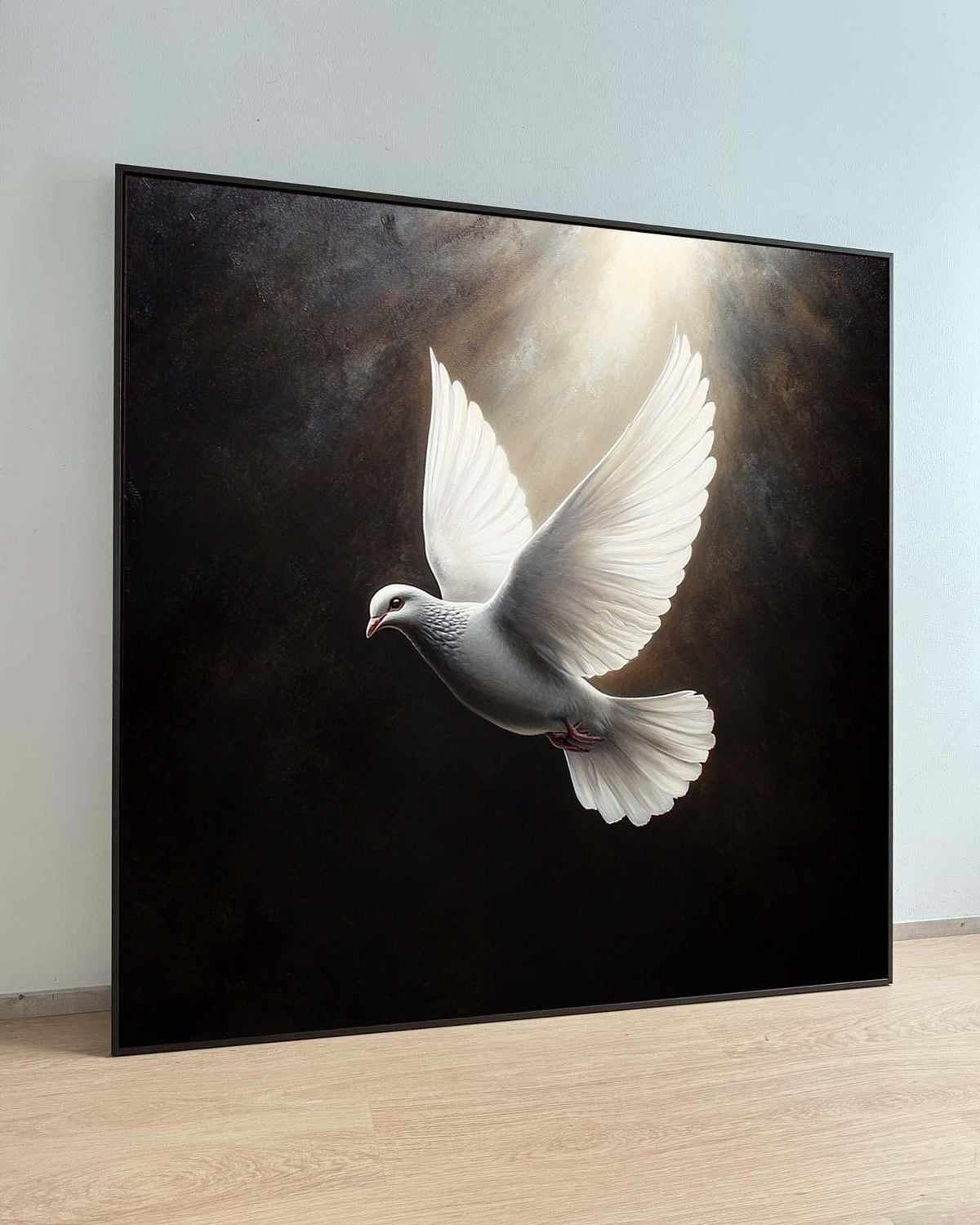 Peaceful White Dove Canvas, Symbol of Peace Art Print, Spiritual Wall Decor, Dove Wall Art for Home,Spiritual Wall Decor,Divine Light Canvas