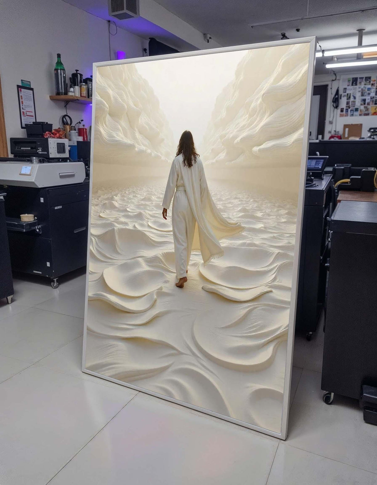 Walking on Water Canvas Art, Divine Ocean Scene, Jesus Art Print, Inspirational Wall Decor, Religious Artwork ,Christian Gift