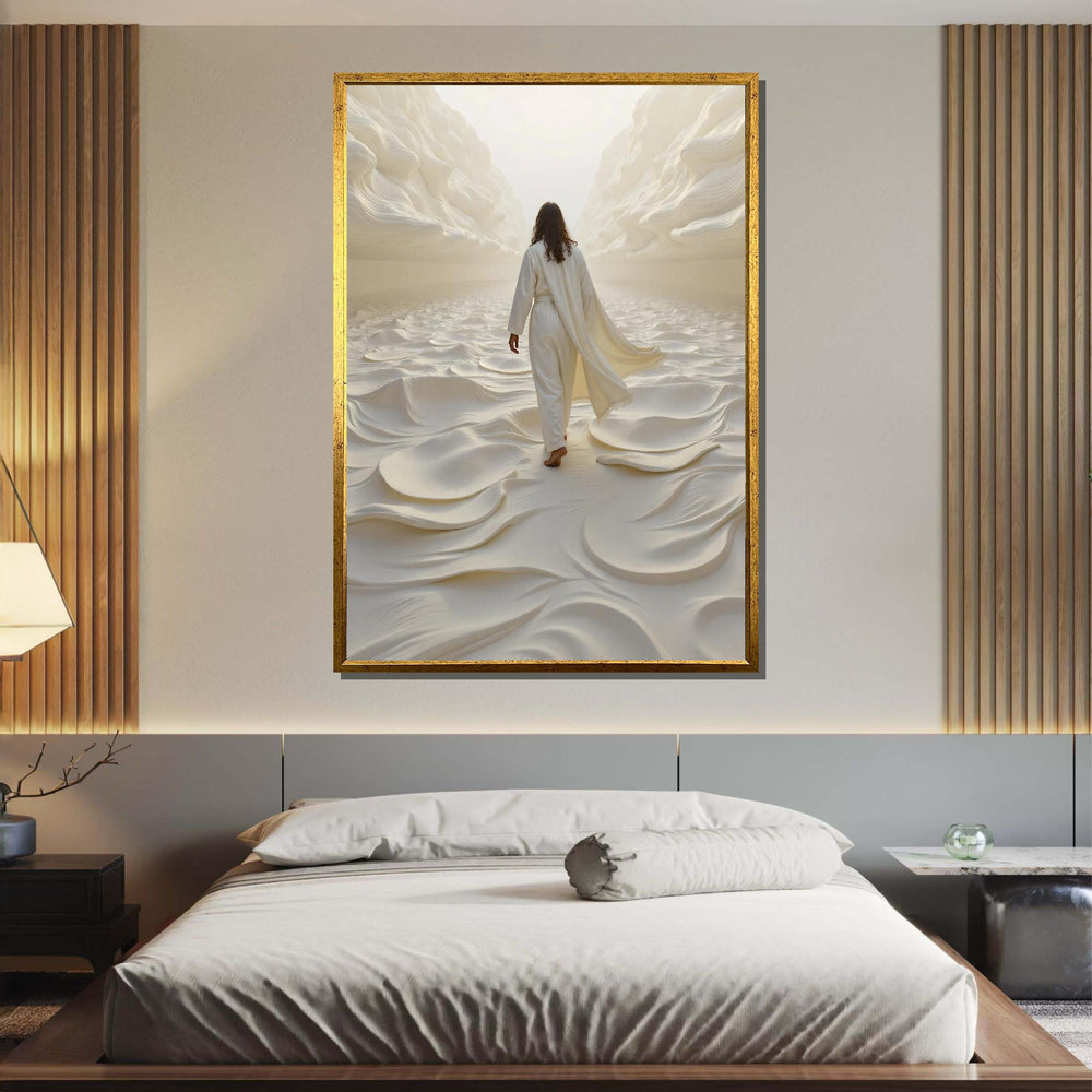 Walking on Water Canvas Art, Divine Ocean Scene, Jesus Art Print, Inspirational Wall Decor, Religious Artwork ,Christian Gift