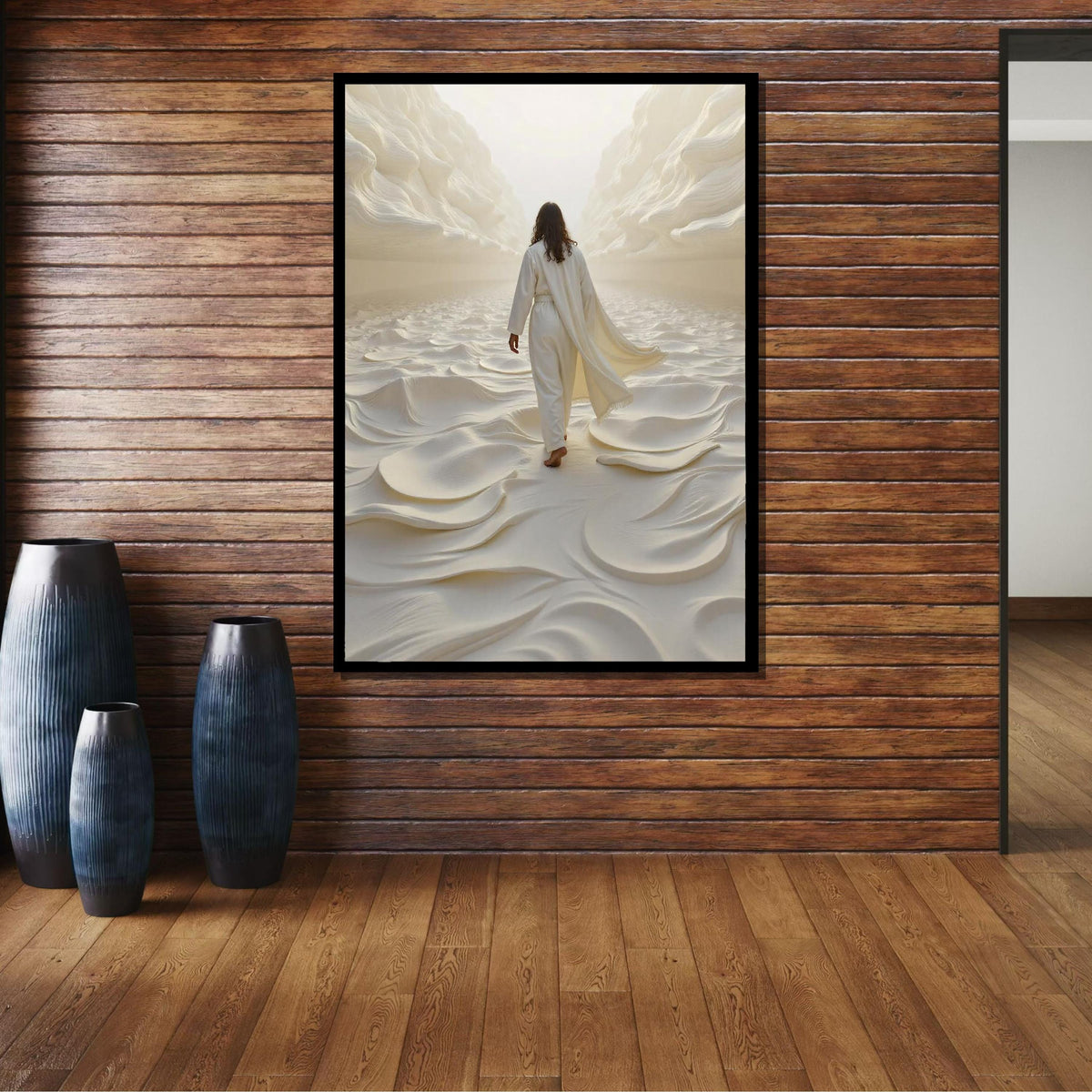 Walking on Water Canvas Art, Divine Ocean Scene, Jesus Art Print, Inspirational Wall Decor, Religious Artwork ,Christian Gift