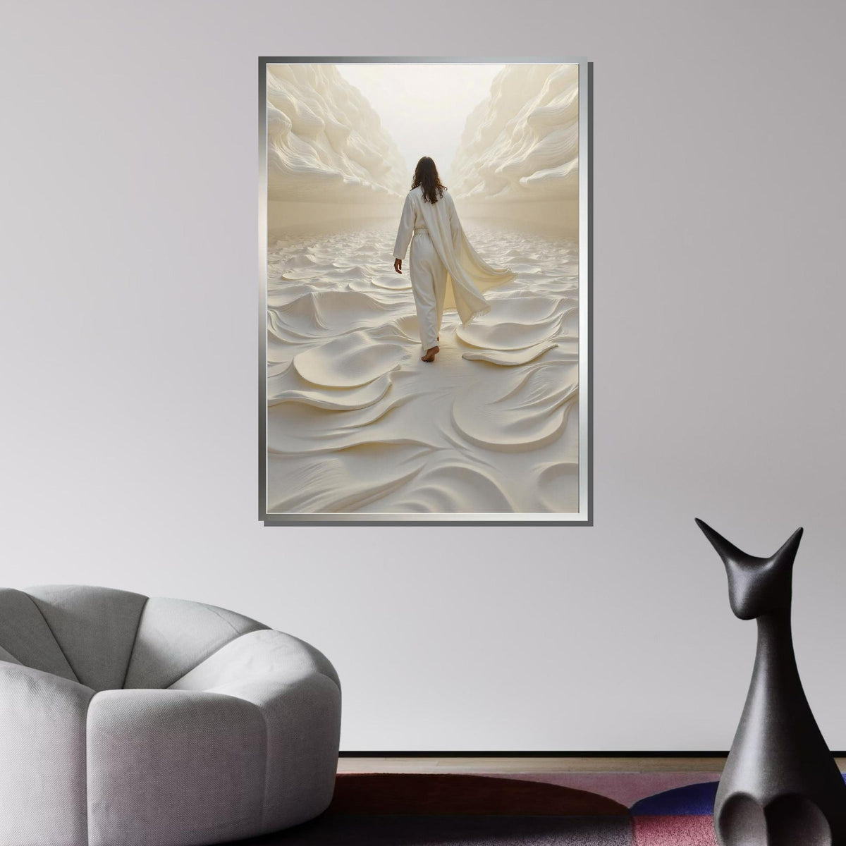Walking on Water Canvas Art, Divine Ocean Scene, Jesus Art Print, Inspirational Wall Decor, Religious Artwork ,Christian Gift