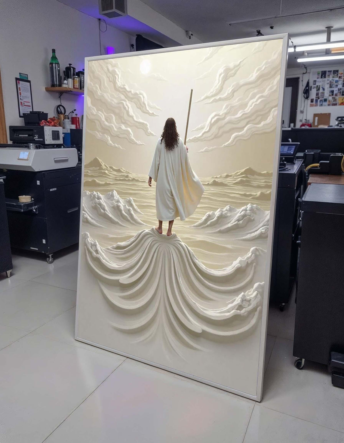 Walking on Water Canvas Art, Divine Ocean Scene, Jesus Art Print, Inspirational Wall Decor, Religious Artwork ,Christian Gift