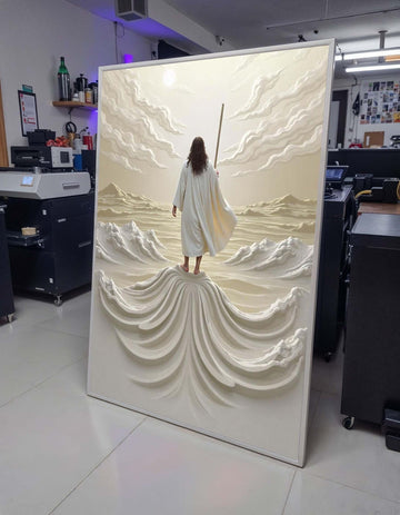 Walking on Water Canvas Art, Divine Ocean Scene, Jesus Art Print, Inspirational Wall Decor, Religious Artwork ,Christian Gift