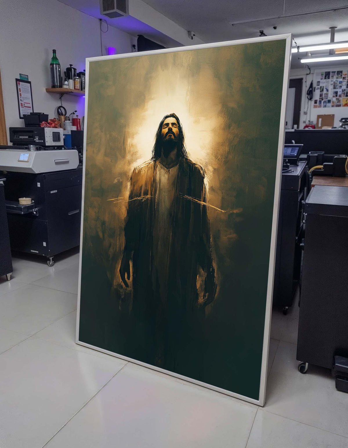 Radiant Jesus Canvas, Divine Light Art, Spiritual Inspiration Wall Decor, Holy Presence Painting, Christian Faith Artwork, Ready to Hang