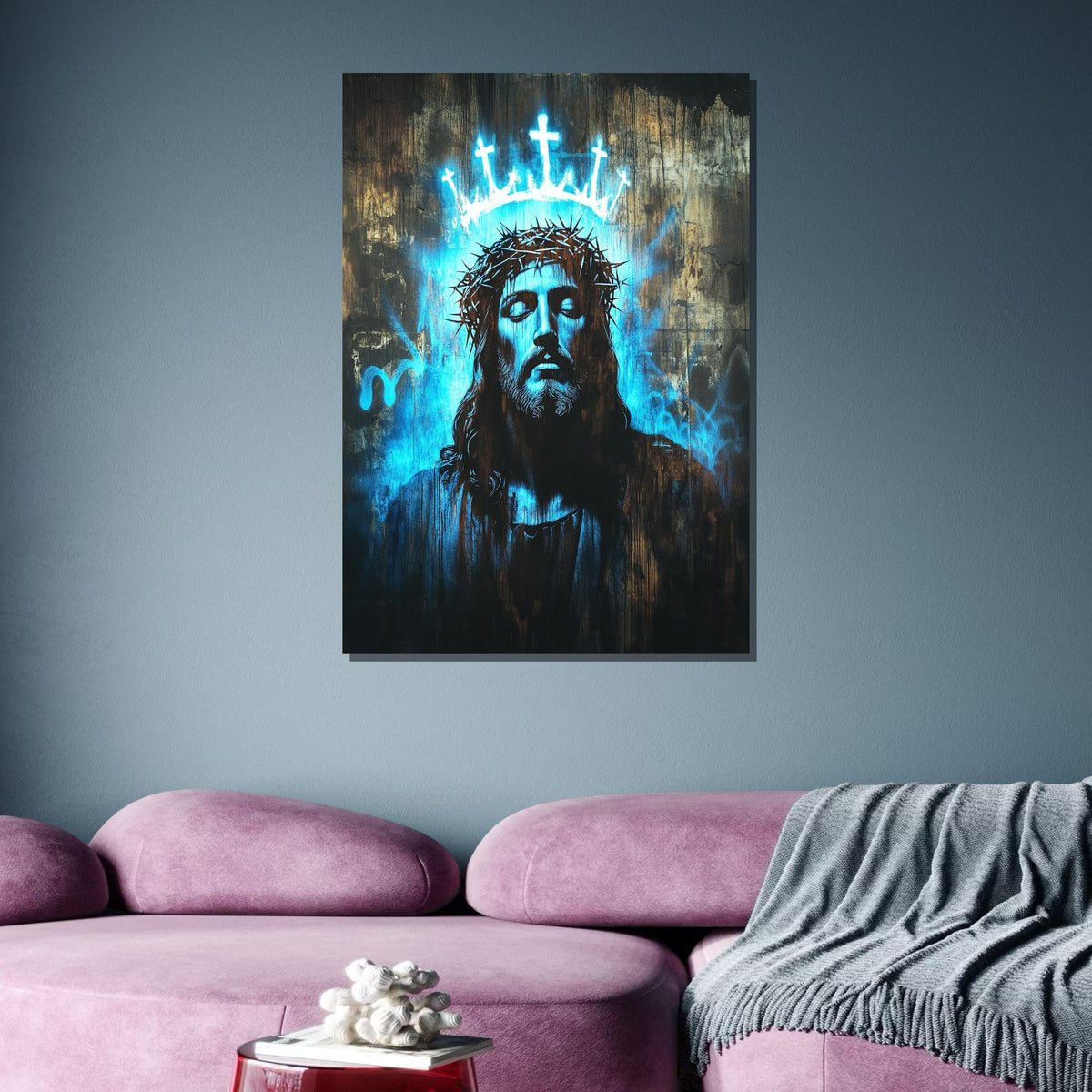 Ethereal Woman with Golden Halo, Abstract Portrait Canvas, Divine Feminine Art, Radiant Wall Decor, Ready to Hang