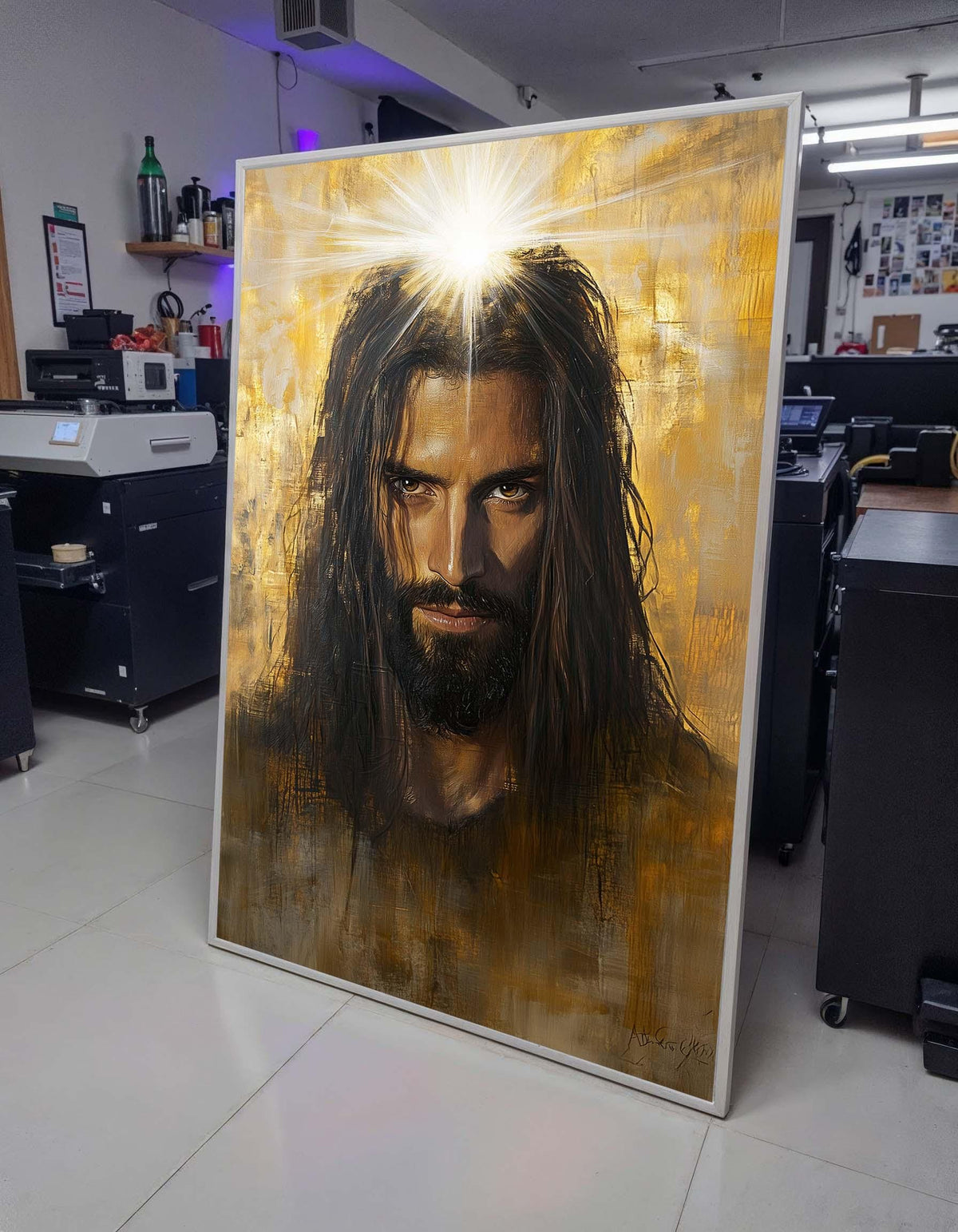 Radiant Jesus Portrait Canvas, Divine Light Religious Art, Powerful Christian Wall Decor, Inspirational Spiritual Artwork, Ready to Hang