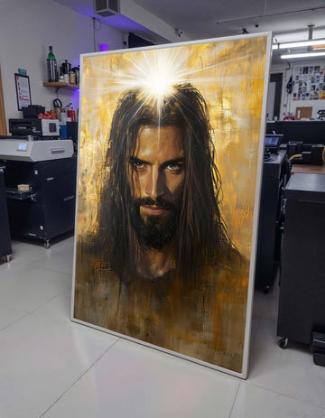 Radiant Jesus Portrait Canvas, Divine Light Religious Art, Powerful Christian Wall Decor, Inspirational Spiritual Artwork, Ready to Hang