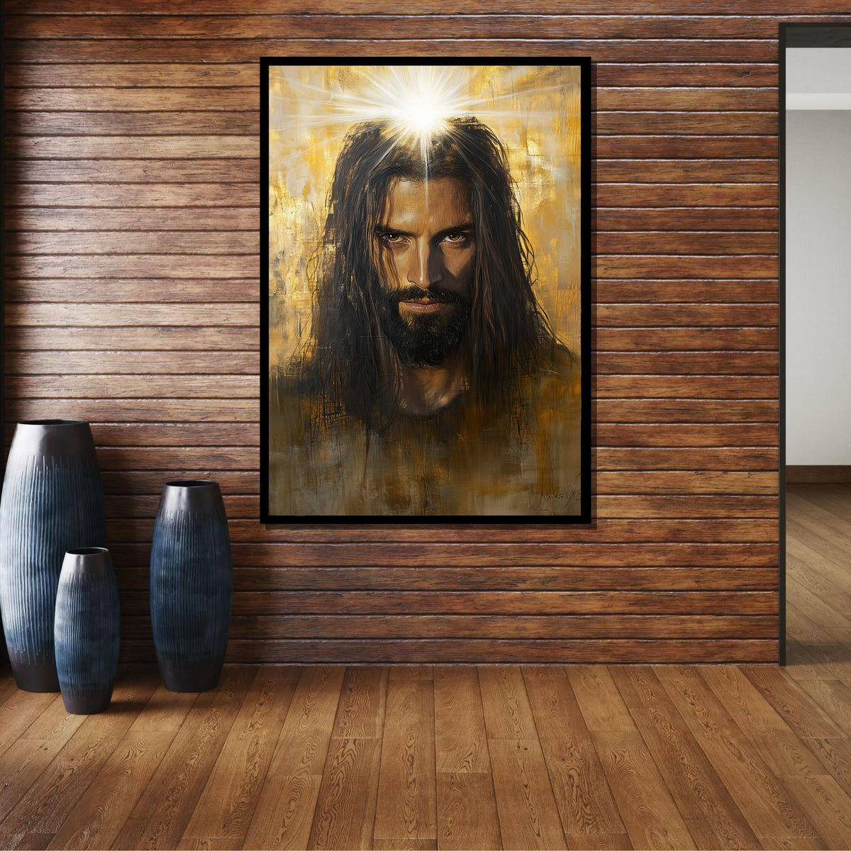Radiant Jesus Portrait Canvas, Divine Light Religious Art, Powerful Christian Wall Decor, Inspirational Spiritual Artwork, Ready to Hang