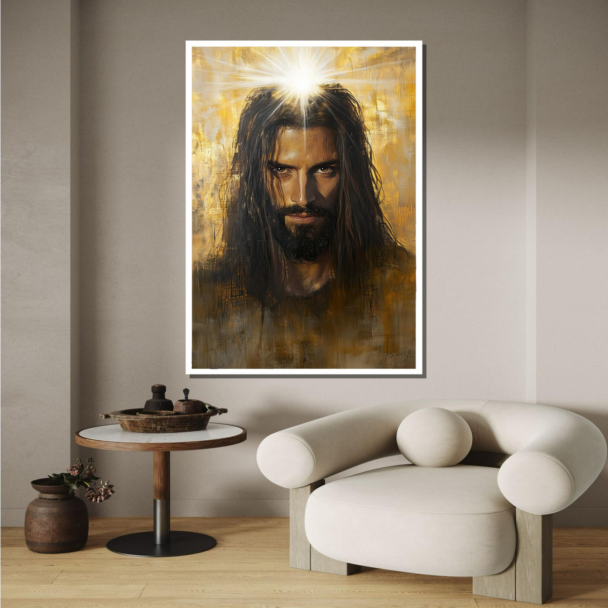 Radiant Jesus Portrait Canvas, Divine Light Religious Art, Powerful Christian Wall Decor, Inspirational Spiritual Artwork, Ready to Hang