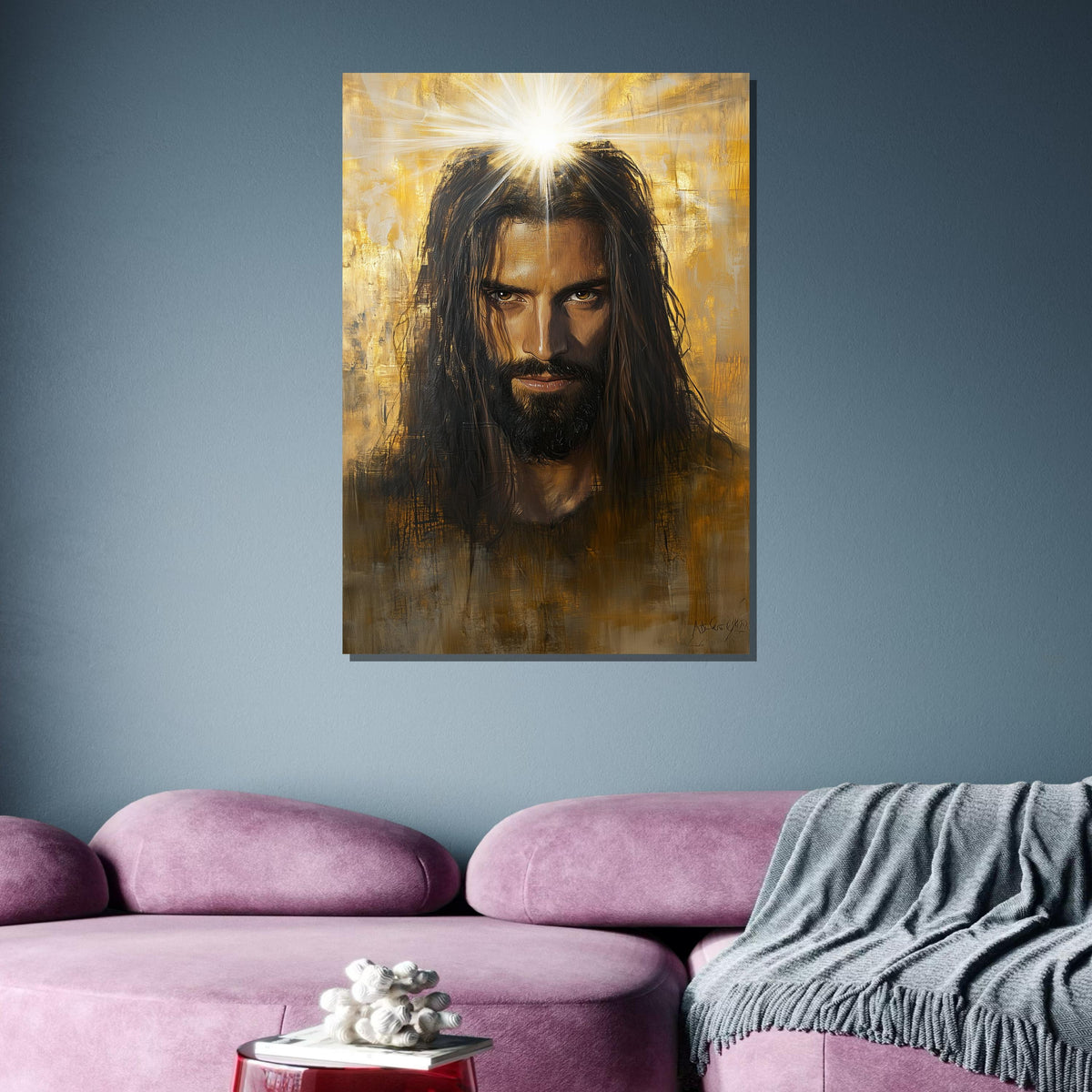 Radiant Jesus Portrait Canvas, Divine Light Religious Art, Powerful Christian Wall Decor, Inspirational Spiritual Artwork, Ready to Hang