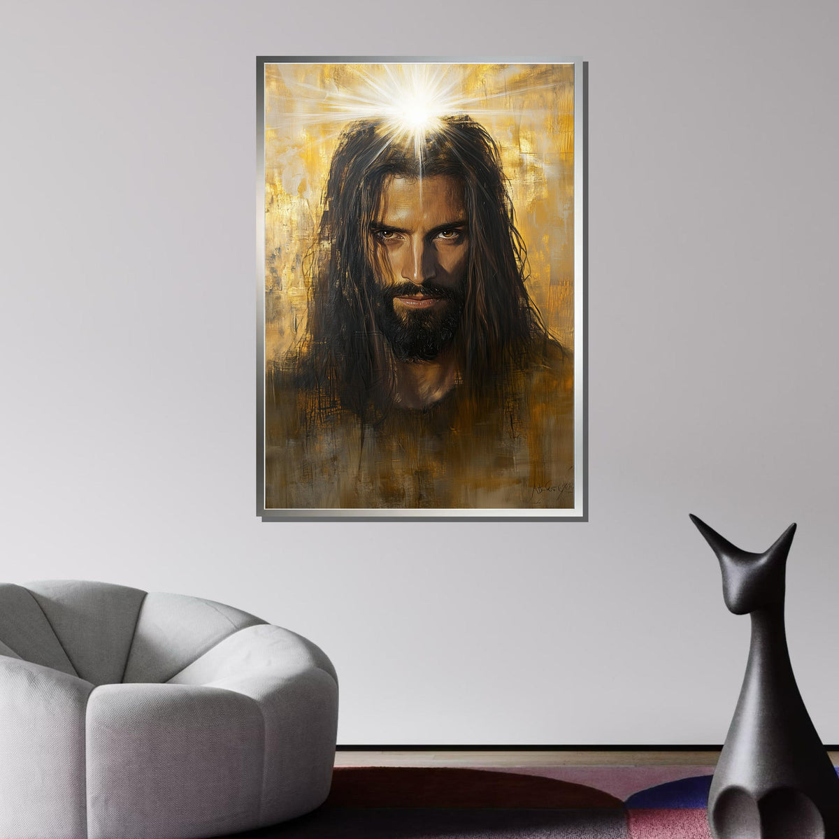 Radiant Jesus Portrait Canvas, Divine Light Religious Art, Powerful Christian Wall Decor, Inspirational Spiritual Artwork, Ready to Hang