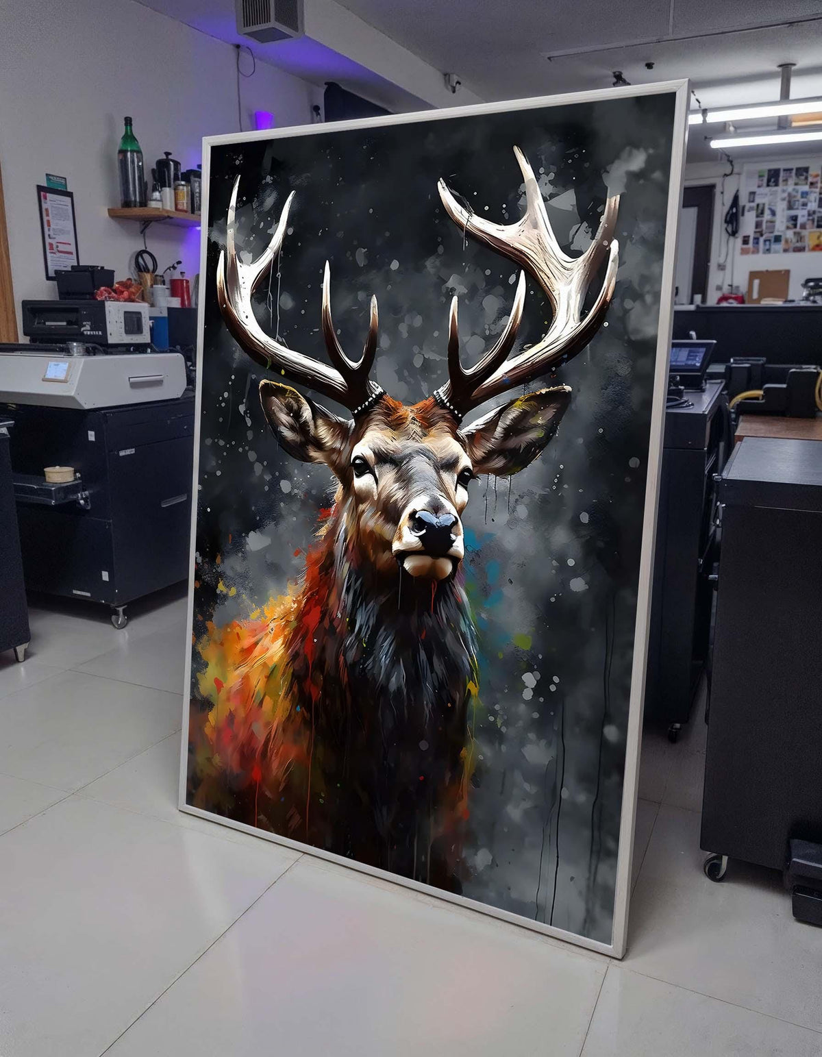Majestic Stag Canvas, Vibrant Wildlife Art, Abstract Deer Portrait, Rustic Nature Wall Decor, Animal Canvas Art, Wildlife Art, Ready to Hang
