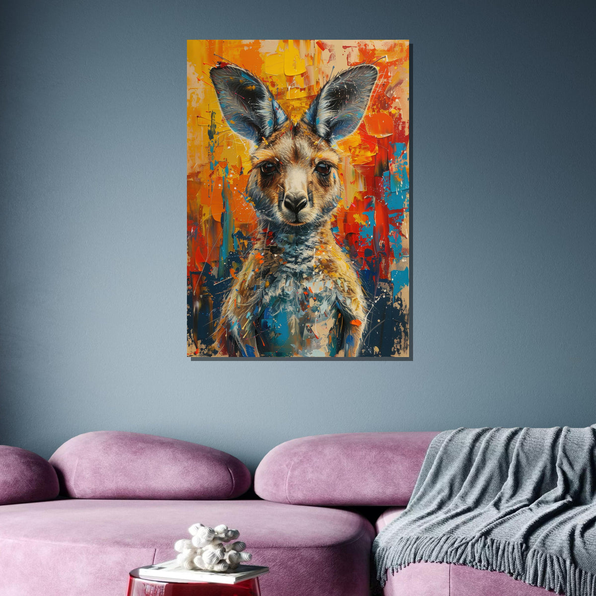 Colorful Kangaroo Canvas, Abstract Animal Art, Vibrant Wildlife Print, Australian Decor, Animal Canvas Art, Wildlife Art, Ready to Hang
