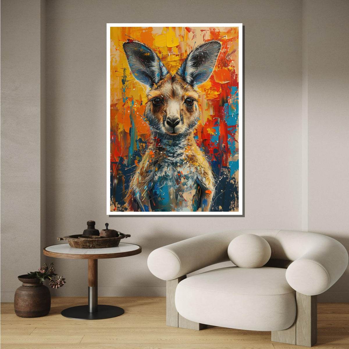 Colorful Kangaroo Canvas, Abstract Animal Art, Vibrant Wildlife Print, Australian Decor, Animal Canvas Art, Wildlife Art, Ready to Hang