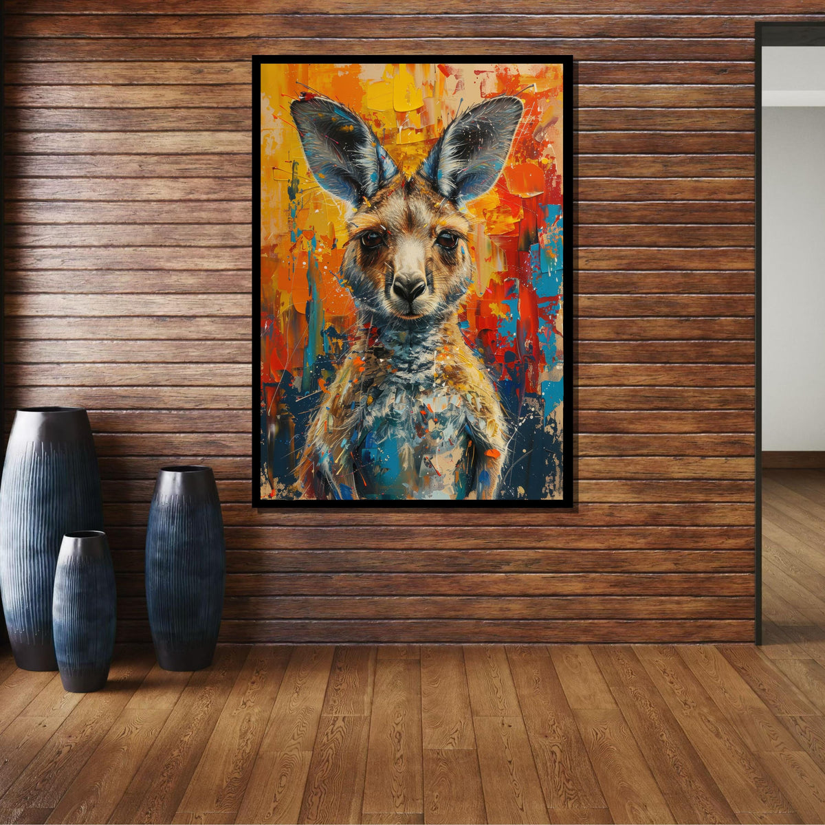 Colorful Kangaroo Canvas, Abstract Animal Art, Vibrant Wildlife Print, Australian Decor, Animal Canvas Art, Wildlife Art, Ready to Hang