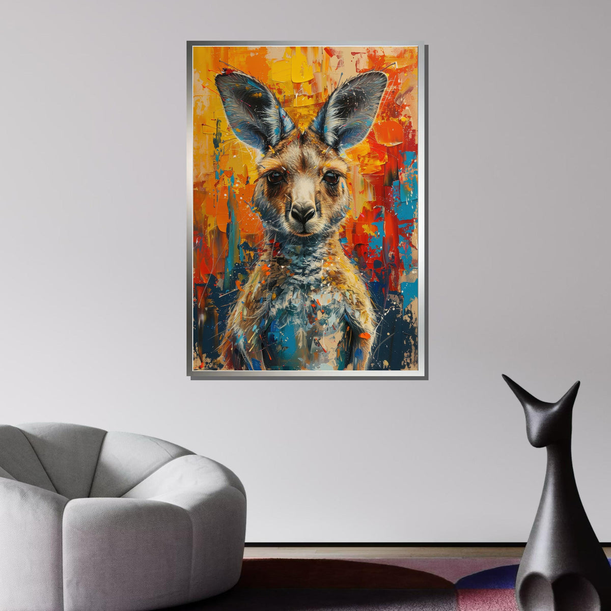 Colorful Kangaroo Canvas, Abstract Animal Art, Vibrant Wildlife Print, Australian Decor, Animal Canvas Art, Wildlife Art, Ready to Hang