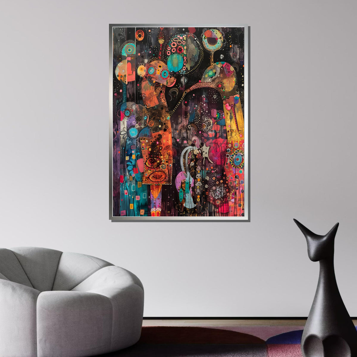 Abstract Cosmic Dreams Canvas, Colorful Surreal Wall Art, Modern Psychedelic Decor, Vibrant Fantasy Art Print, Ready to Hang Canvas