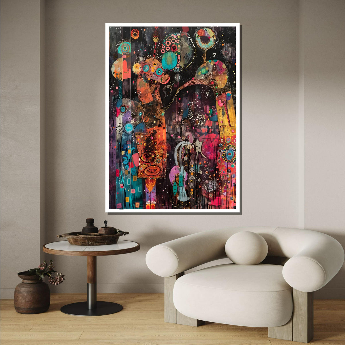 Abstract Cosmic Dreams Canvas, Colorful Surreal Wall Art, Modern Psychedelic Decor, Vibrant Fantasy Art Print, Ready to Hang Canvas