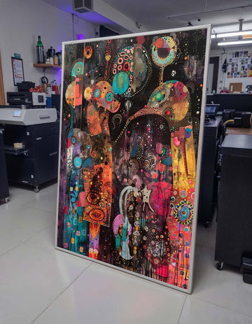 Abstract Cosmic Dreams Canvas, Colorful Surreal Wall Art, Modern Psychedelic Decor, Vibrant Fantasy Art Print, Ready to Hang Canvas