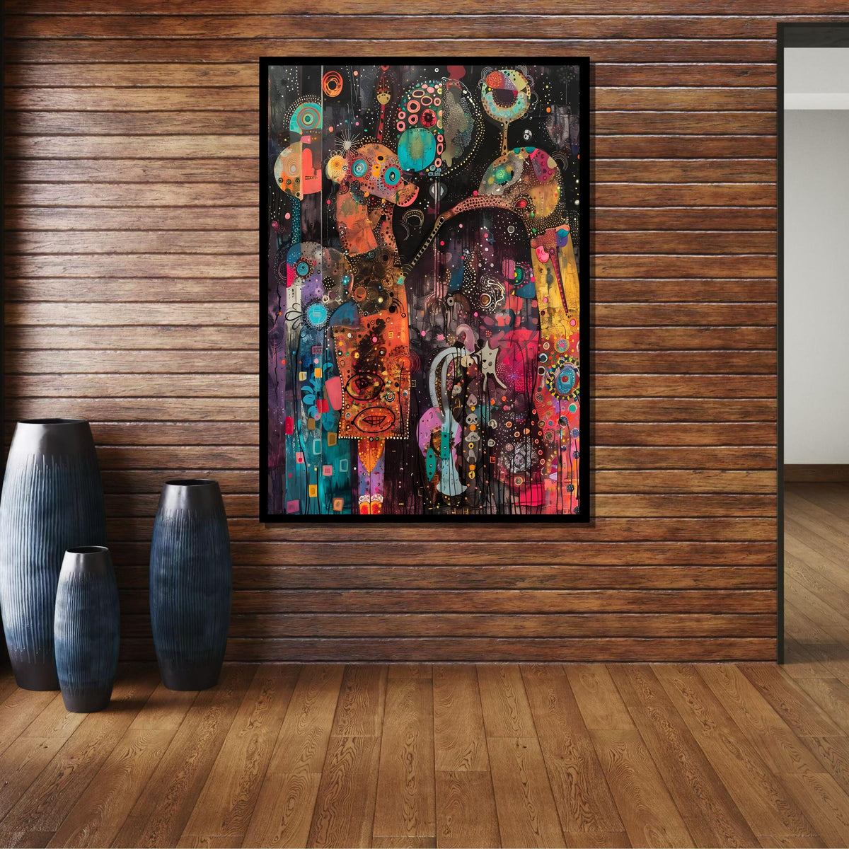 Abstract Cosmic Dreams Canvas, Colorful Surreal Wall Art, Modern Psychedelic Decor, Vibrant Fantasy Art Print, Ready to Hang Canvas