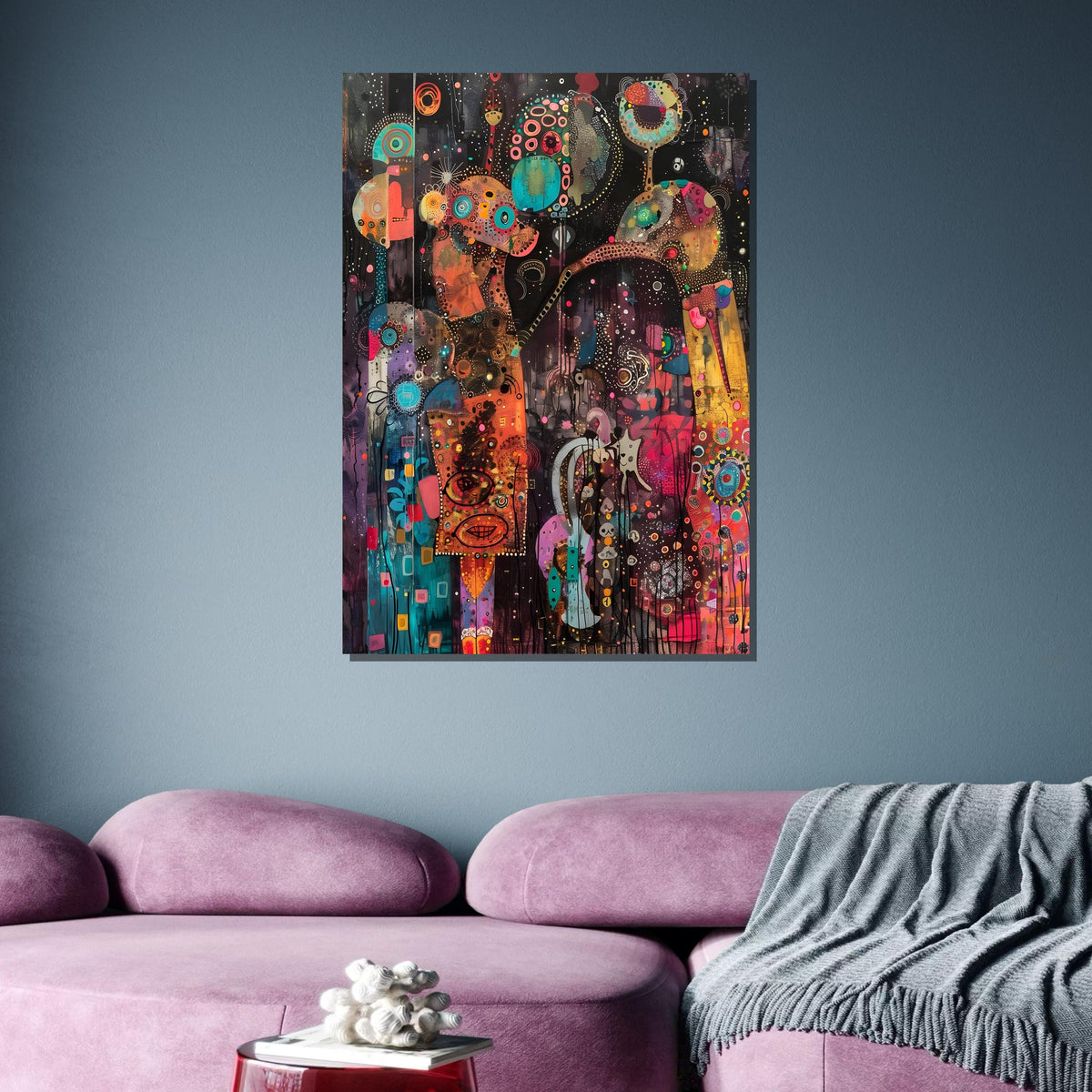 Abstract Cosmic Dreams Canvas, Colorful Surreal Wall Art, Modern Psychedelic Decor, Vibrant Fantasy Art Print, Ready to Hang Canvas