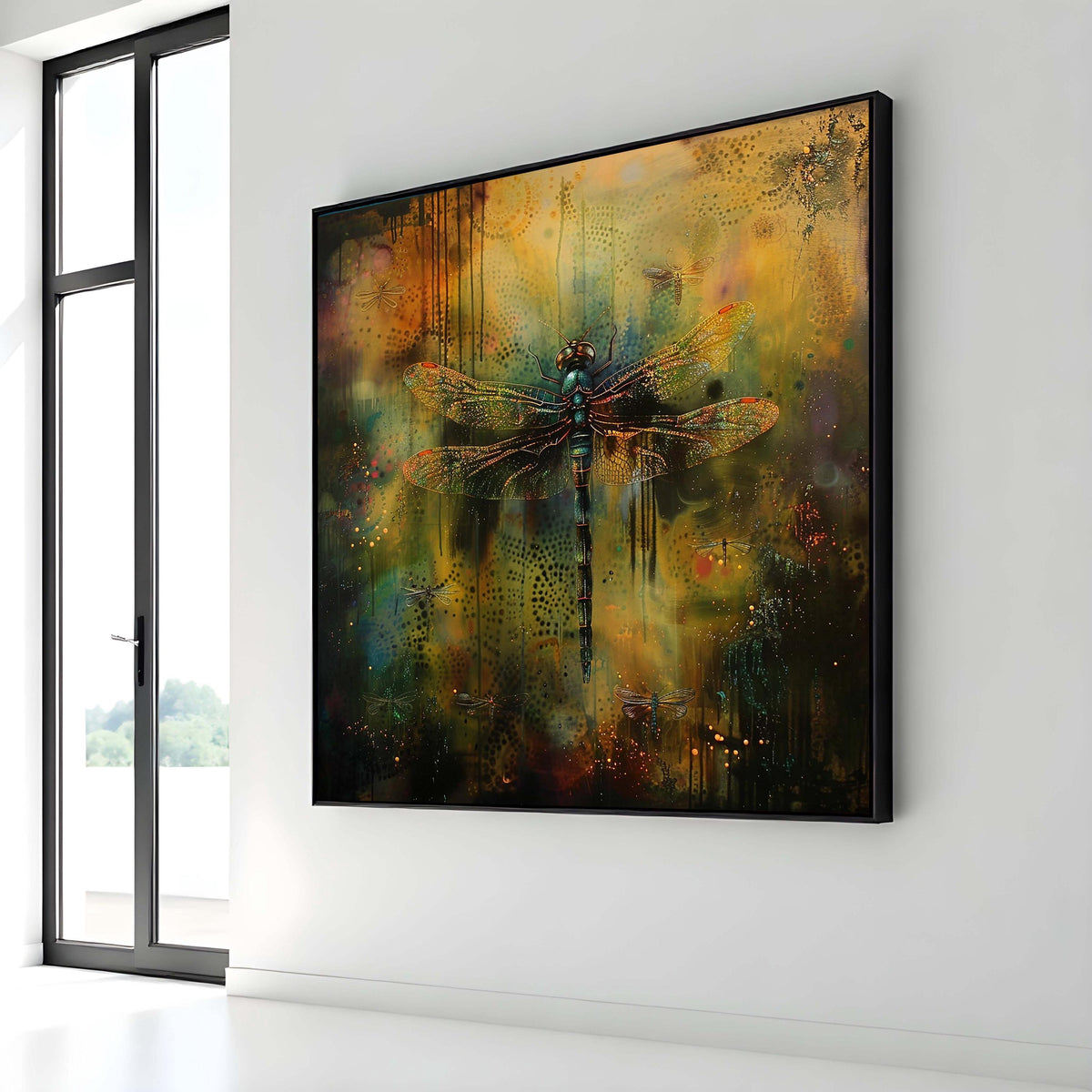 Mystical Dragonfly Canvas Art, Nature-Inspired Wall Decor, Enchanted Forest Insect Art, Colorful Dragonfly Painting, Ready to Hang Canvas