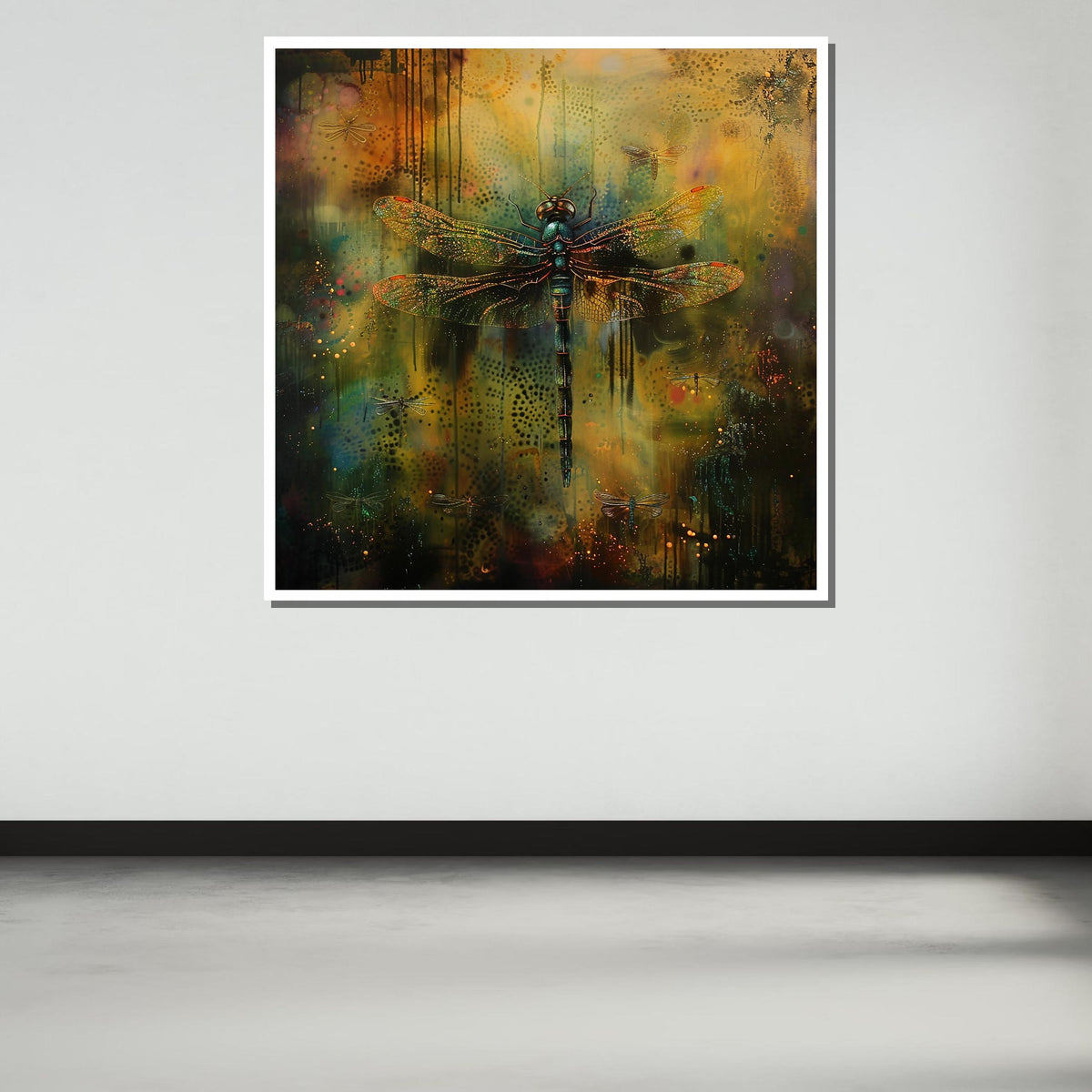 Mystical Dragonfly Canvas Art, Nature-Inspired Wall Decor, Enchanted Forest Insect Art, Colorful Dragonfly Painting, Ready to Hang Canvas