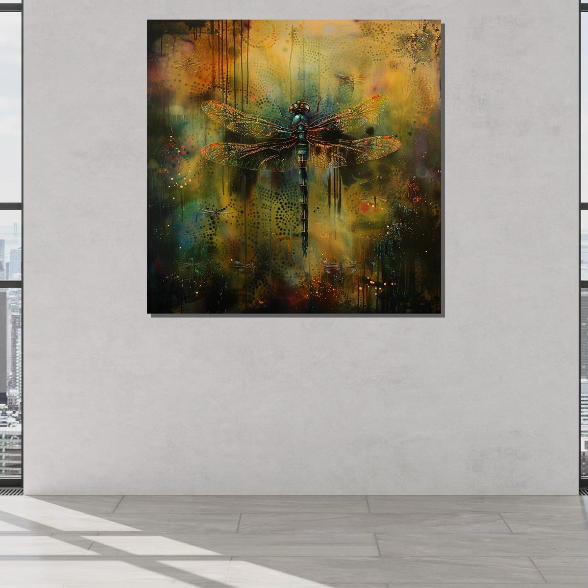 Mystical Dragonfly Canvas Art, Nature-Inspired Wall Decor, Enchanted Forest Insect Art, Colorful Dragonfly Painting, Ready to Hang Canvas