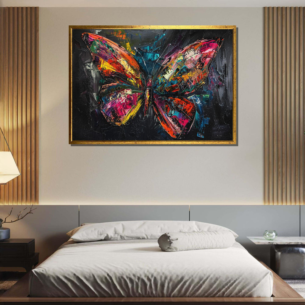 Vibrant Abstract Butterfly Canvas, Bold Colorful Butterfly Art, Butterfly Modern Wall Decor, Animal Poster,Ready to Hang Butterfly Painting