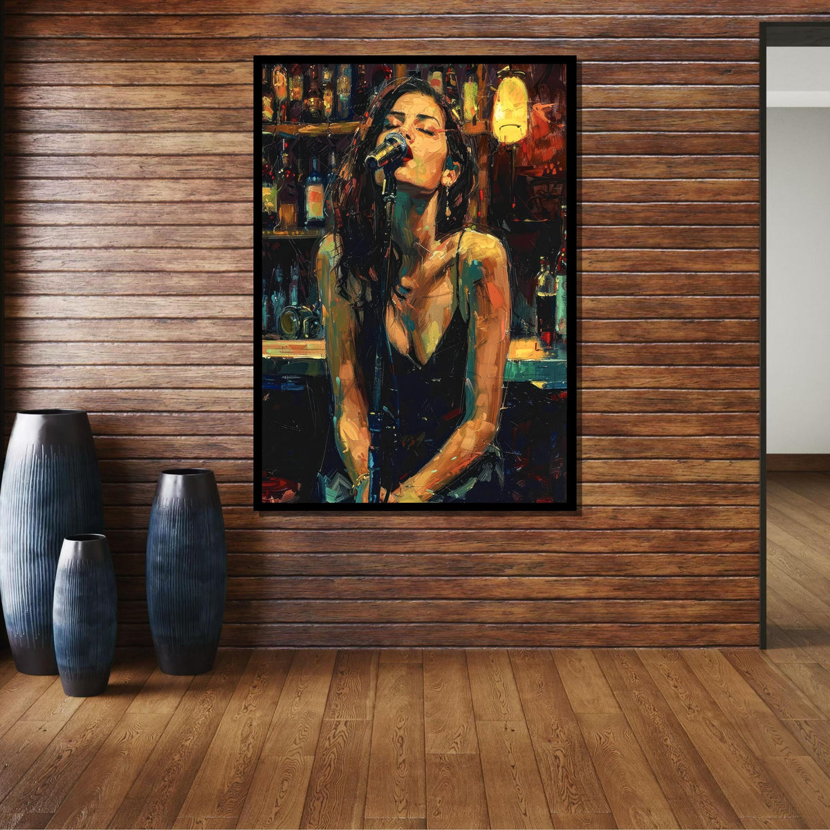 Soulful Jazz Singer Canvas, Nightclub Music Art, Woman Singing Print, Bar Wall Decor, Vibrant Portrait Canvas, Ready to Hang,Woman Poster