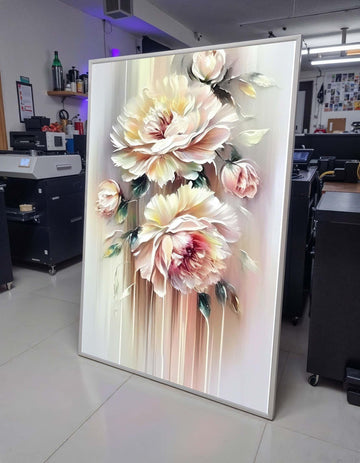 Soft Peony Floral Canvas Art, Elegant Flower Wall Print, Flower Print, Romantic Peony Wall Decor, Pastel Flower Artwork,Ready to Hang Canvas