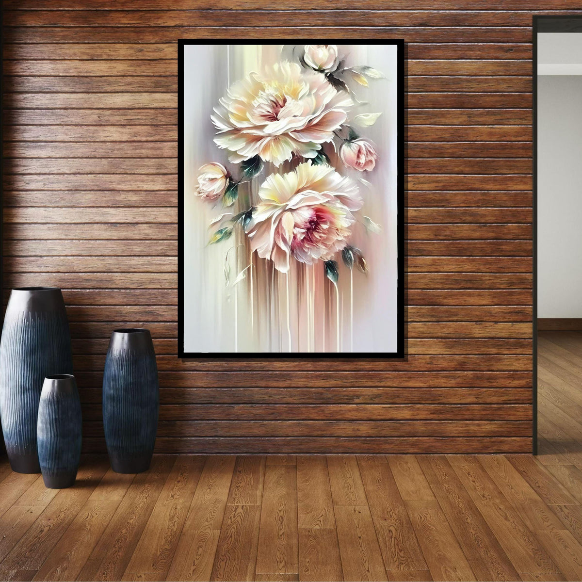 Soft Peony Floral Canvas Art, Elegant Flower Wall Print, Flower Print, Romantic Peony Wall Decor, Pastel Flower Artwork,Ready to Hang Canvas
