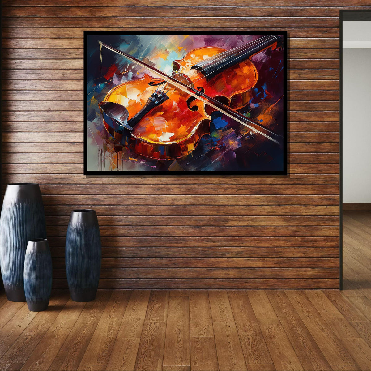 Colorful Violin Canvas Art, Music Wall Decor, Vibrant Violin Painting, Musical Instrument Wall Art, Artistic Violin Print, Music Canvas Art