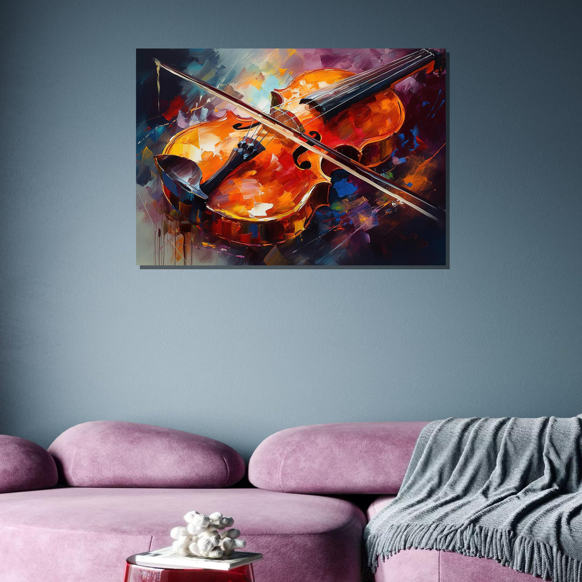 Colorful Violin Canvas Art, Music Wall Decor, Vibrant Violin Painting, Musical Instrument Wall Art, Artistic Violin Print, Music Canvas Art