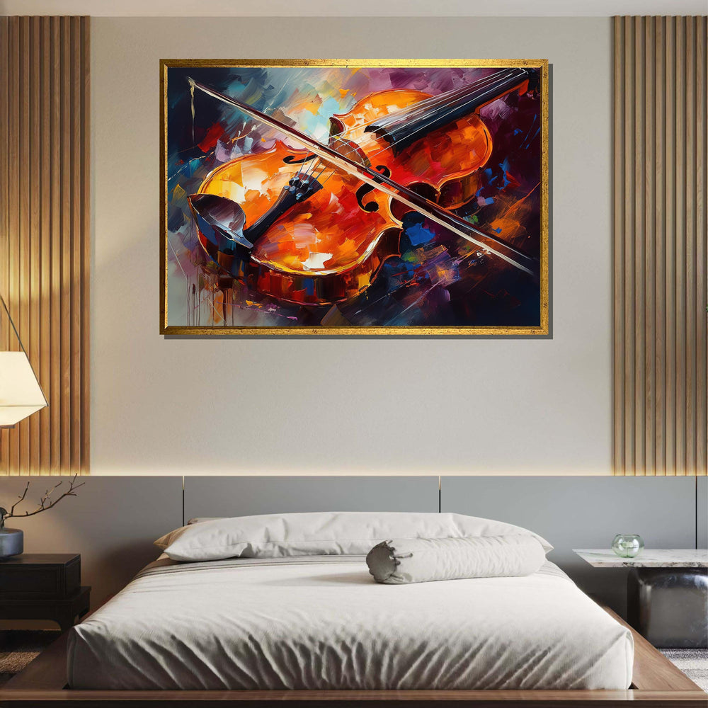 Colorful Violin Canvas Art, Music Wall Decor, Vibrant Violin Painting, Musical Instrument Wall Art, Artistic Violin Print, Music Canvas Art
