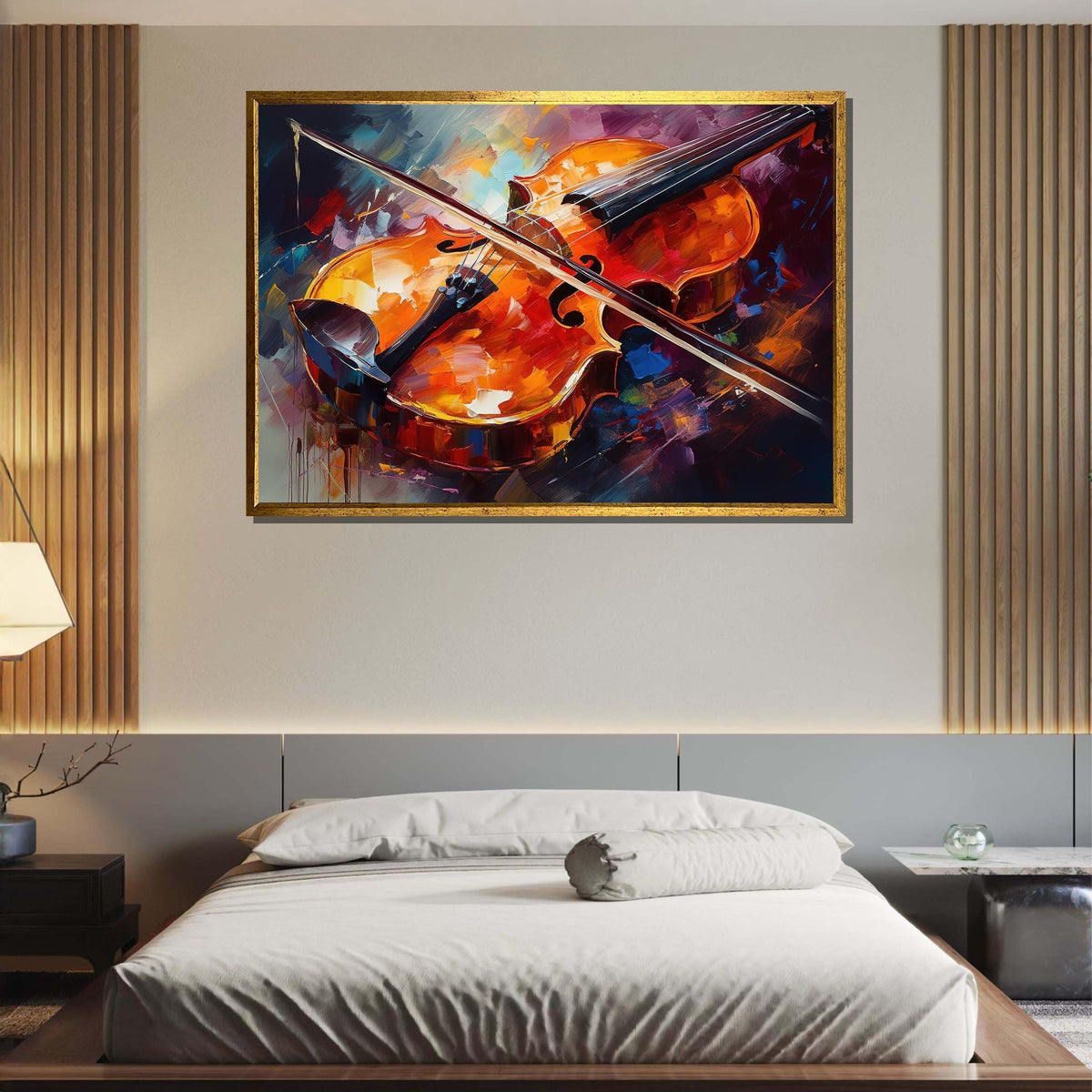 Colorful Violin Canvas Art, Music Wall Decor, Vibrant Violin Painting, Musical Instrument Wall Art, Artistic Violin Print, Music Canvas Art