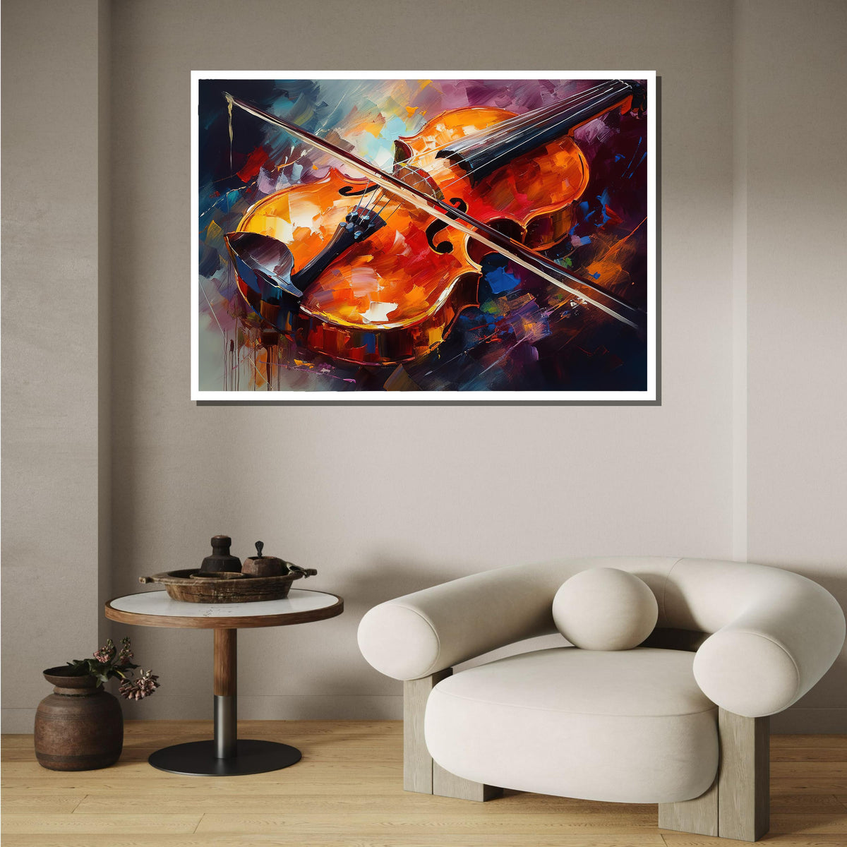 Colorful Violin Canvas Art, Music Wall Decor, Vibrant Violin Painting, Musical Instrument Wall Art, Artistic Violin Print, Music Canvas Art