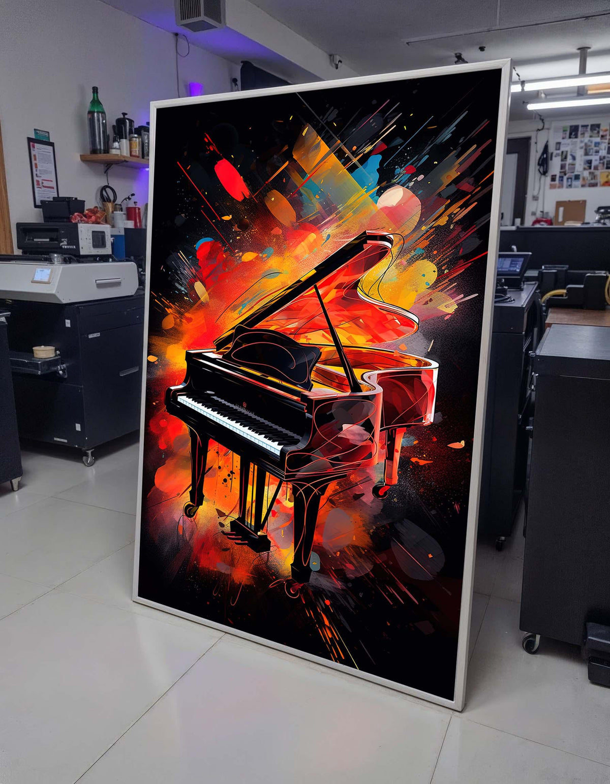 Fiery Grand Piano Canvas Art, Vibrant Music Wall Decor, Abstract Piano Painting, Colorful Piano Art Print, Music Lovers,Music Canvas Art
