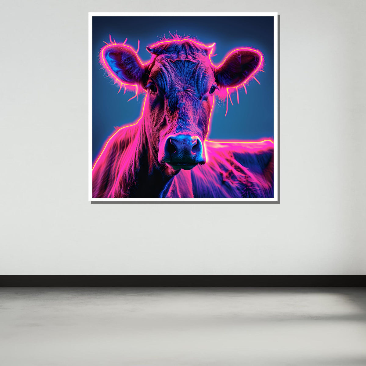 Neon Cow Canvas Art, Vibrant Cow Wall Decor, Psychedelic Animal Print, Colorful Cow Painting, Modern Farmhouse Art,Ready to Hang Canvas