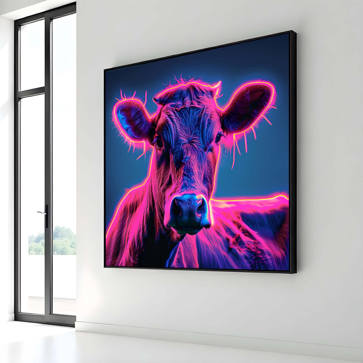 Neon Cow Canvas Art, Vibrant Cow Wall Decor, Psychedelic Animal Print, Colorful Cow Painting, Modern Farmhouse Art,Ready to Hang Canvas