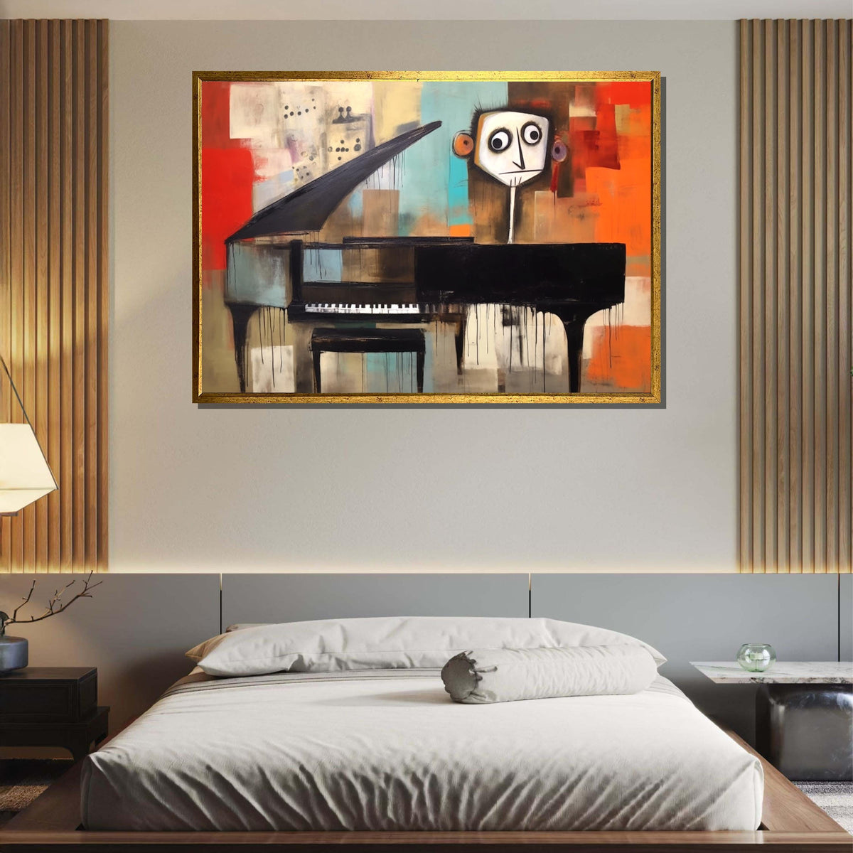 Elegant Pianist Canvas Art, Grand Piano Silhouette, Musical Wall Decor, Passionate Piano Player Painting, Modern Music Art Print