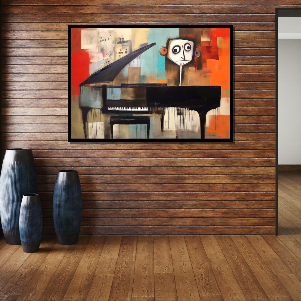 Elegant Pianist Canvas Art, Grand Piano Silhouette, Musical Wall Decor, Passionate Piano Player Painting, Modern Music Art Print