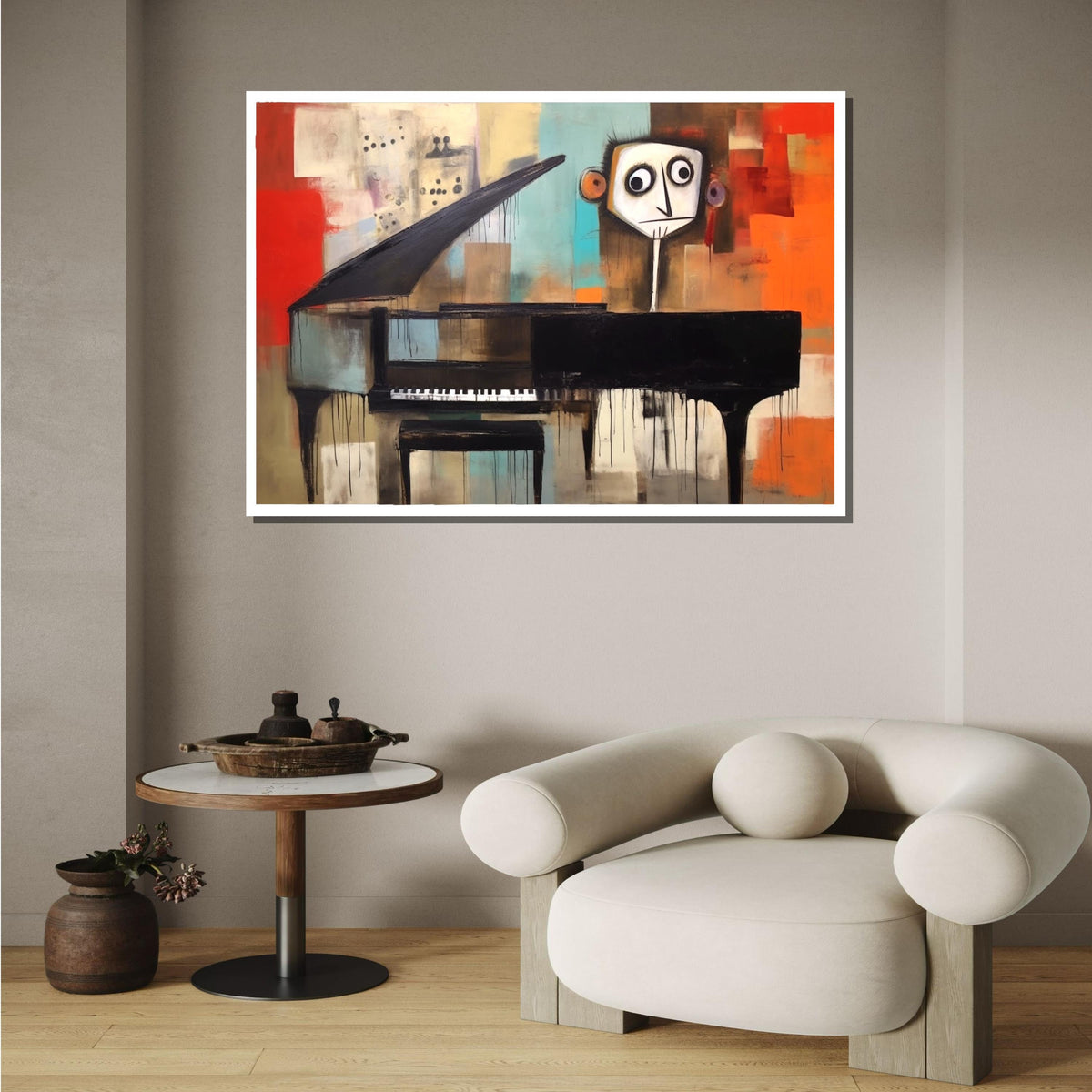Elegant Pianist Canvas Art, Grand Piano Silhouette, Musical Wall Decor, Passionate Piano Player Painting, Modern Music Art Print