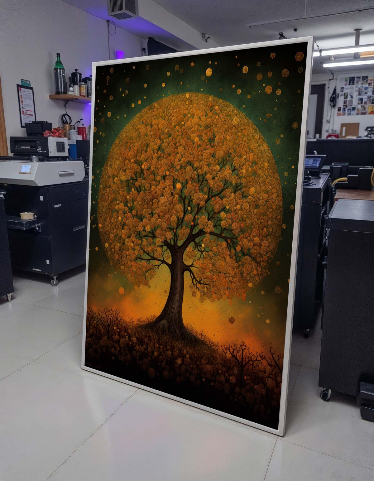 Golden Tree of Life Canvas, Enchanted Forest Art, Abstract Nature Wall Decor, Mystical Tree Painting, Autumn Fantasy Art, Large Wall Art