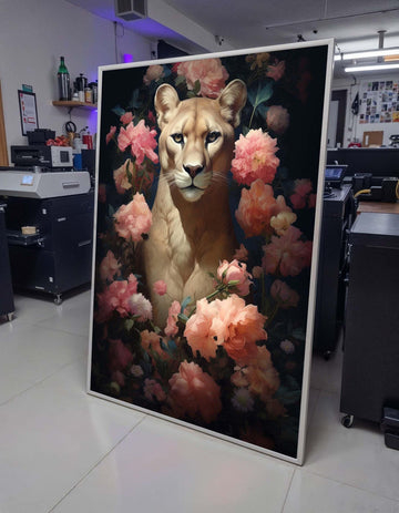Majestic Lion with Roses Canvas,Elegant Floral Lion Art,Wild Nature Wall Decor, Lion Portrait with Flowers, Regal Animal Print,Ready to Hang