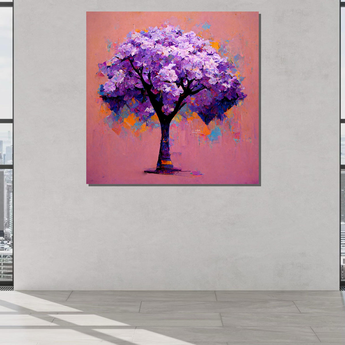 Vibrant Purple Tree Art, Abstract Floral Tree Canvas, Colorful Nature Wall Decor, Bright Impressionist Tree Print, Ready to Hang